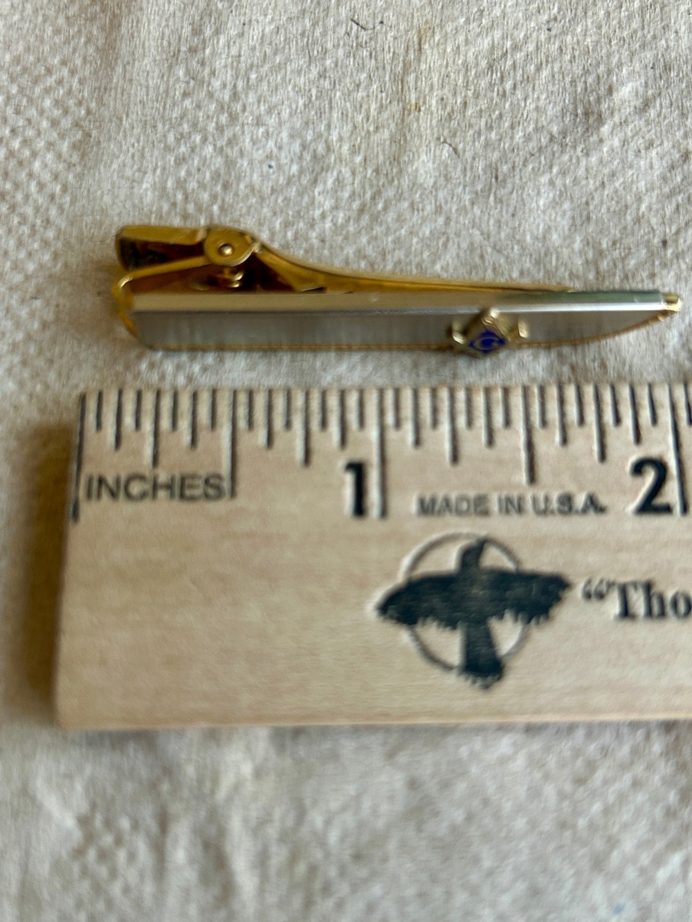 Vintage Anson Masonic Square & Compass Tie Clip in Silver and Gold w Blue Enamel - Picture 8 of 9